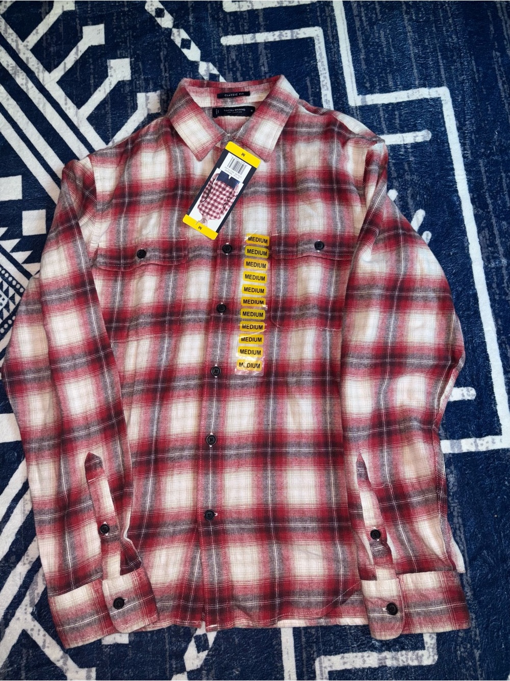 Lucky Brand Red and White Plaid Button-Down Shirt